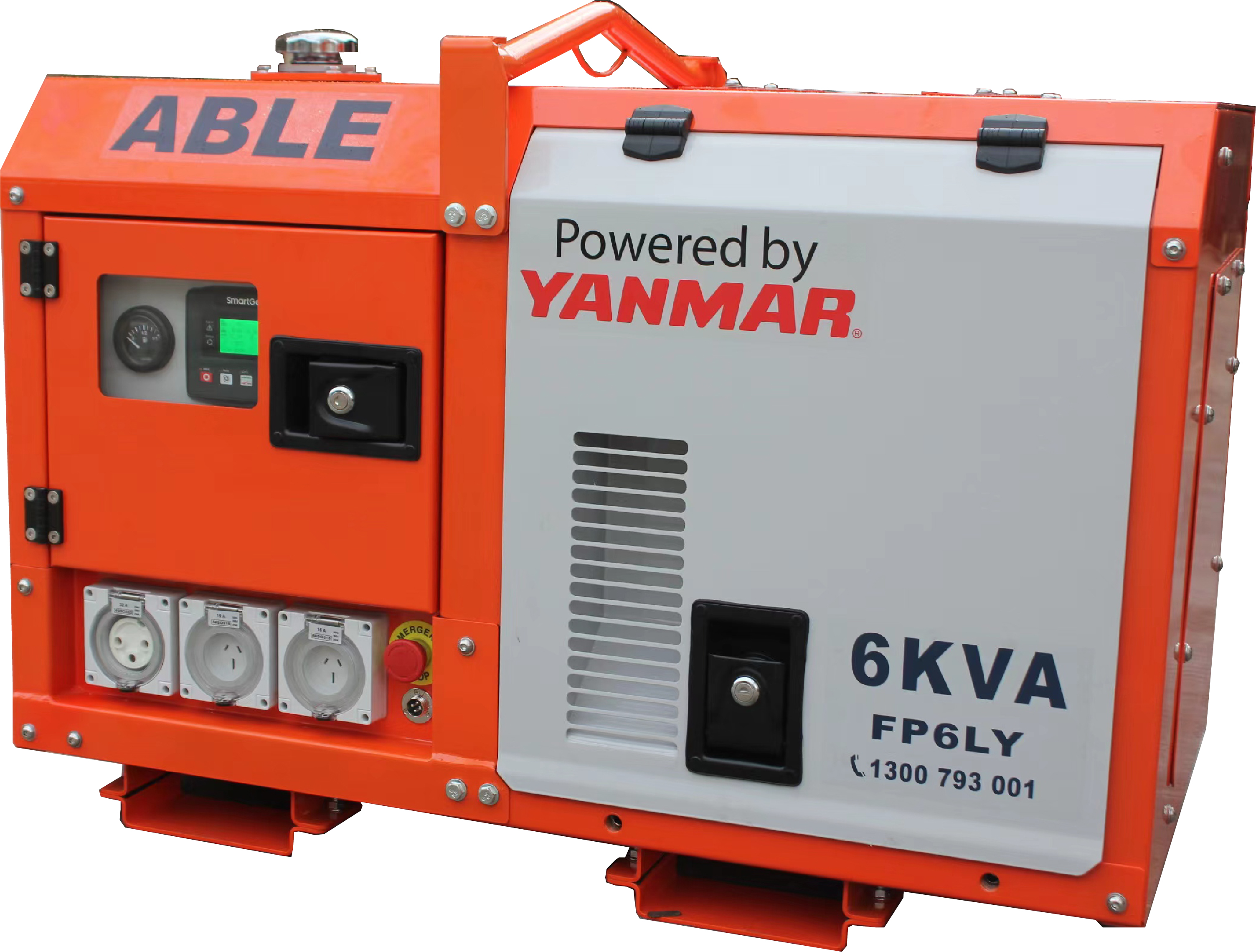 6 kVA Generator 240V - LOW PROFILE - YANMAR Powered
